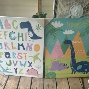 Dinosaur and Alphabet Canvas Art Set